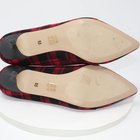 Sole Society Womens Sz 9.5M Desi Red Black Buffalo Plaid Slip On Kitten Heels - Picture 8 of 9